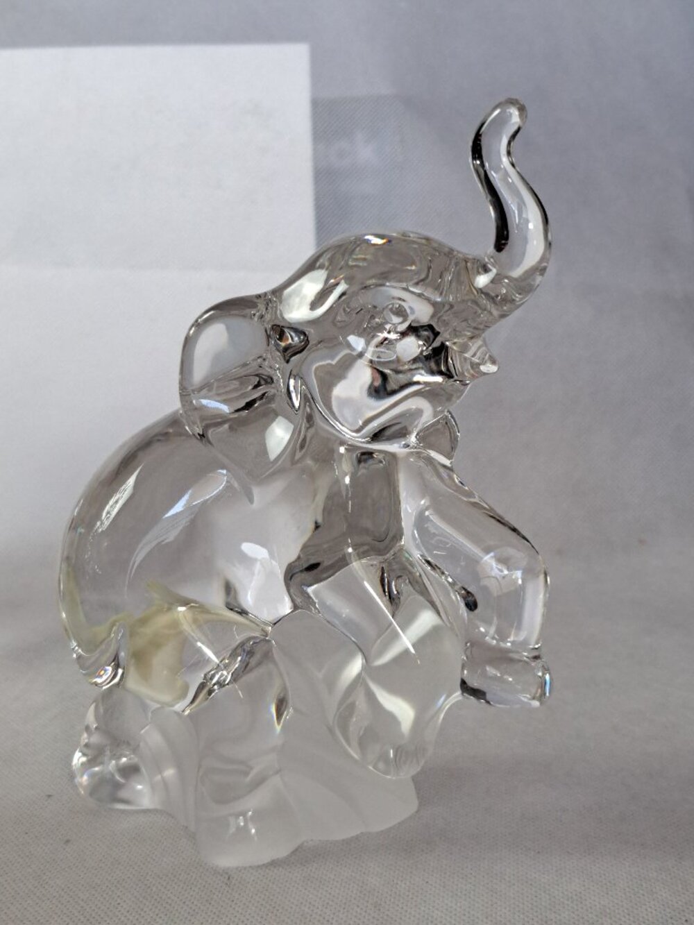 Bleikristall Clear Crystal Elephant Figurine with frosted base 6 3/4” tall